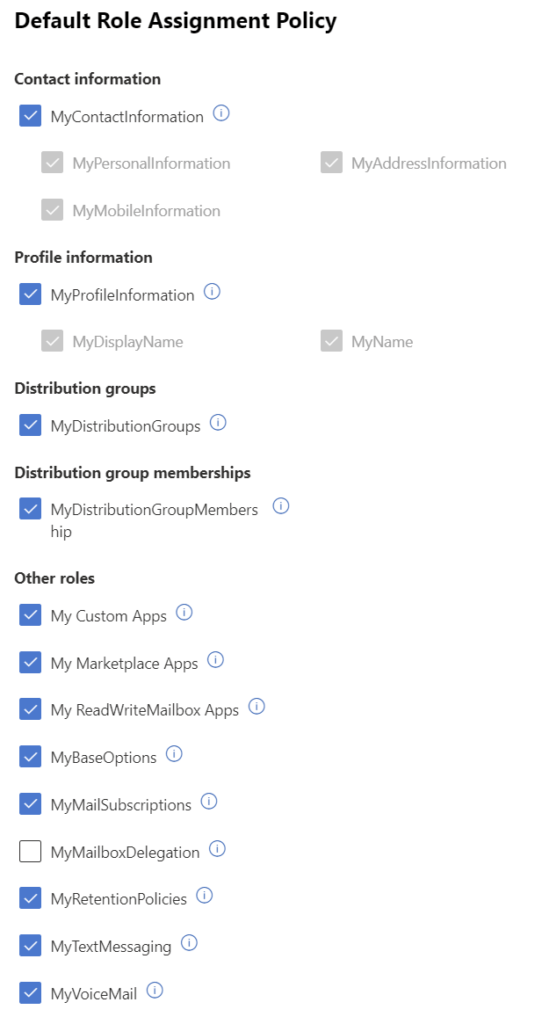 ExchangeOnline - Default Role Assignment Policy
