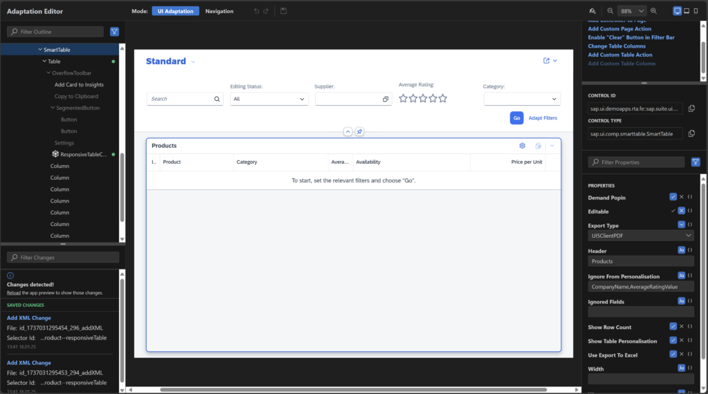 SAP Fiori Adaptation Editor im SAP Business Application Studio