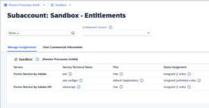 Notwendige Entitlements für den Forms Service by Adobe