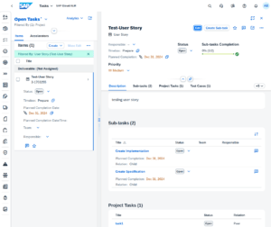 Beispielhafte User Story im SAP Cloud ALM