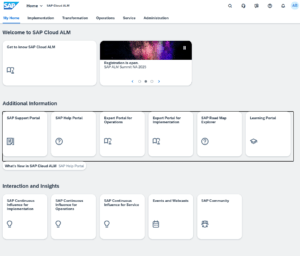 Startseite des SAP Cloud ALM