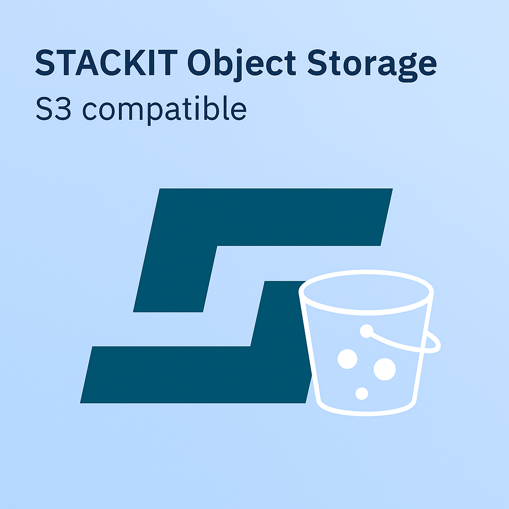 STACKIT Logo mit Symbol für S3-kompatiblen Object Storage – moderne Cloud-Speicherlösung für Unternehmen, die zuverlässigen, skalierbaren und sicheren S3 Storage in Deutschland suchen.